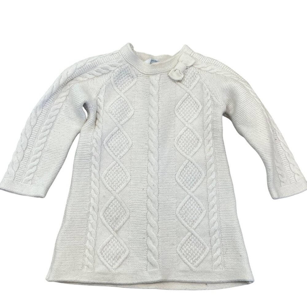 Jacadi Paris Baby Cable Knit Sweater Dress 18M Cream